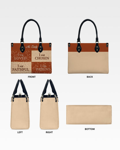 Personalized Fall Christian Teacher Leather Handbag