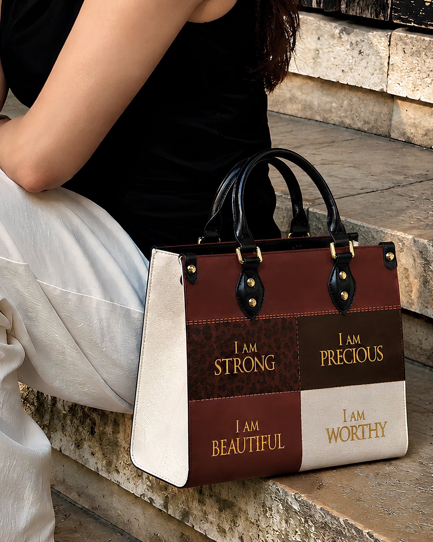 I Am Worthy Leather Handbag