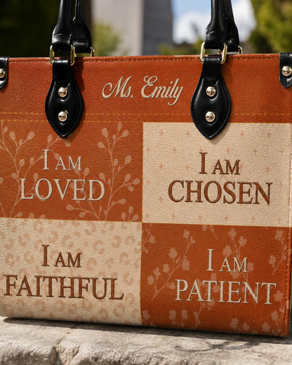 Personalized Fall Christian Teacher Leather Handbag