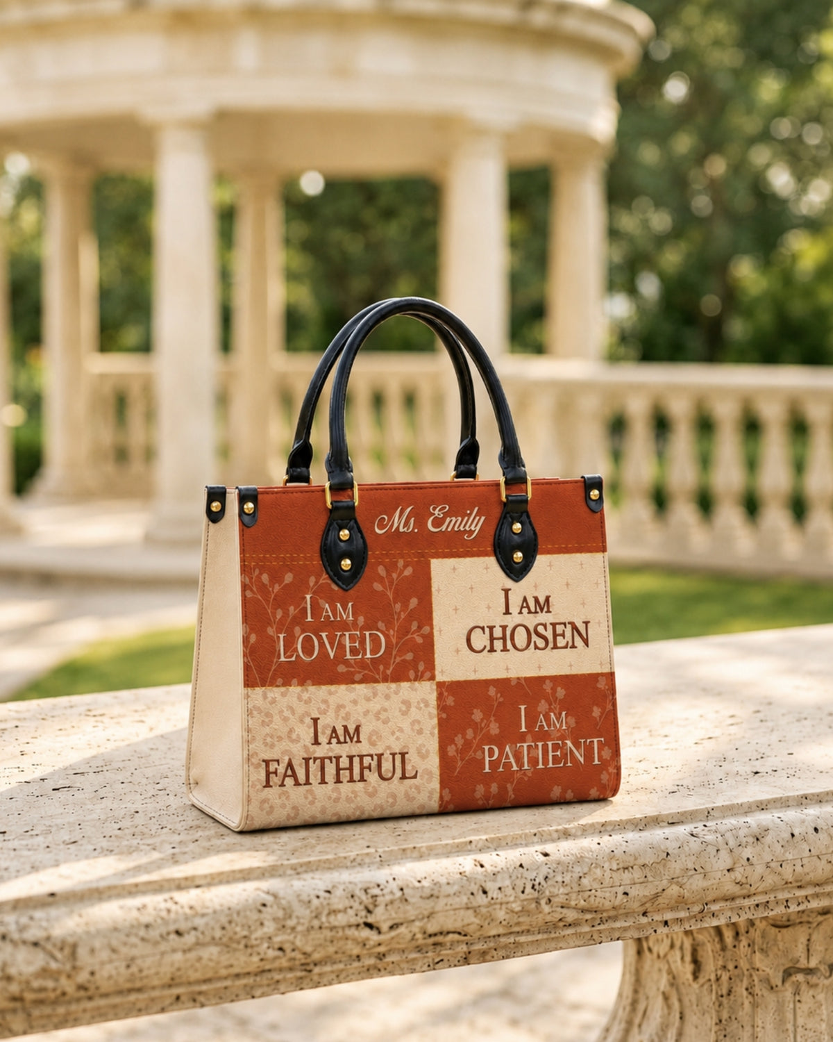 Personalized Fall Christian Teacher Leather Handbag