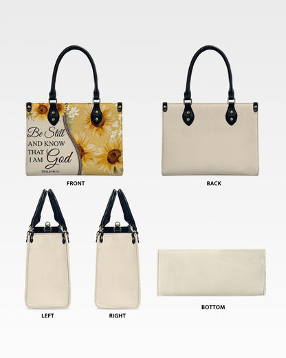 Be Still and Know Leather Handbag