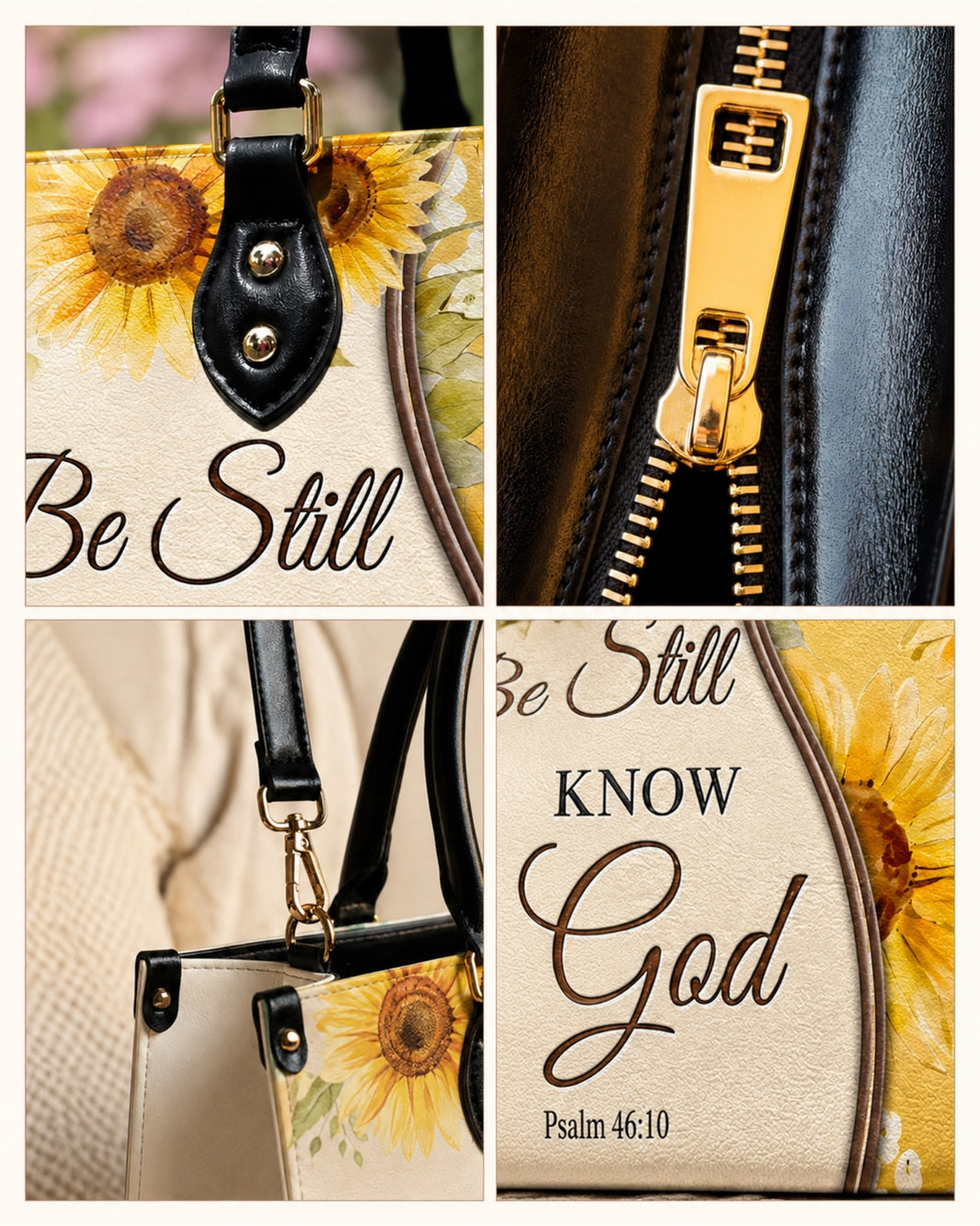 Be Still and Know Leather Handbag