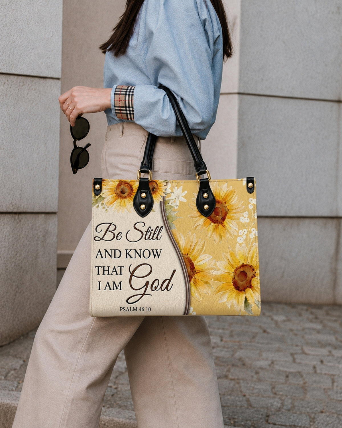 Be Still and Know Leather Handbag