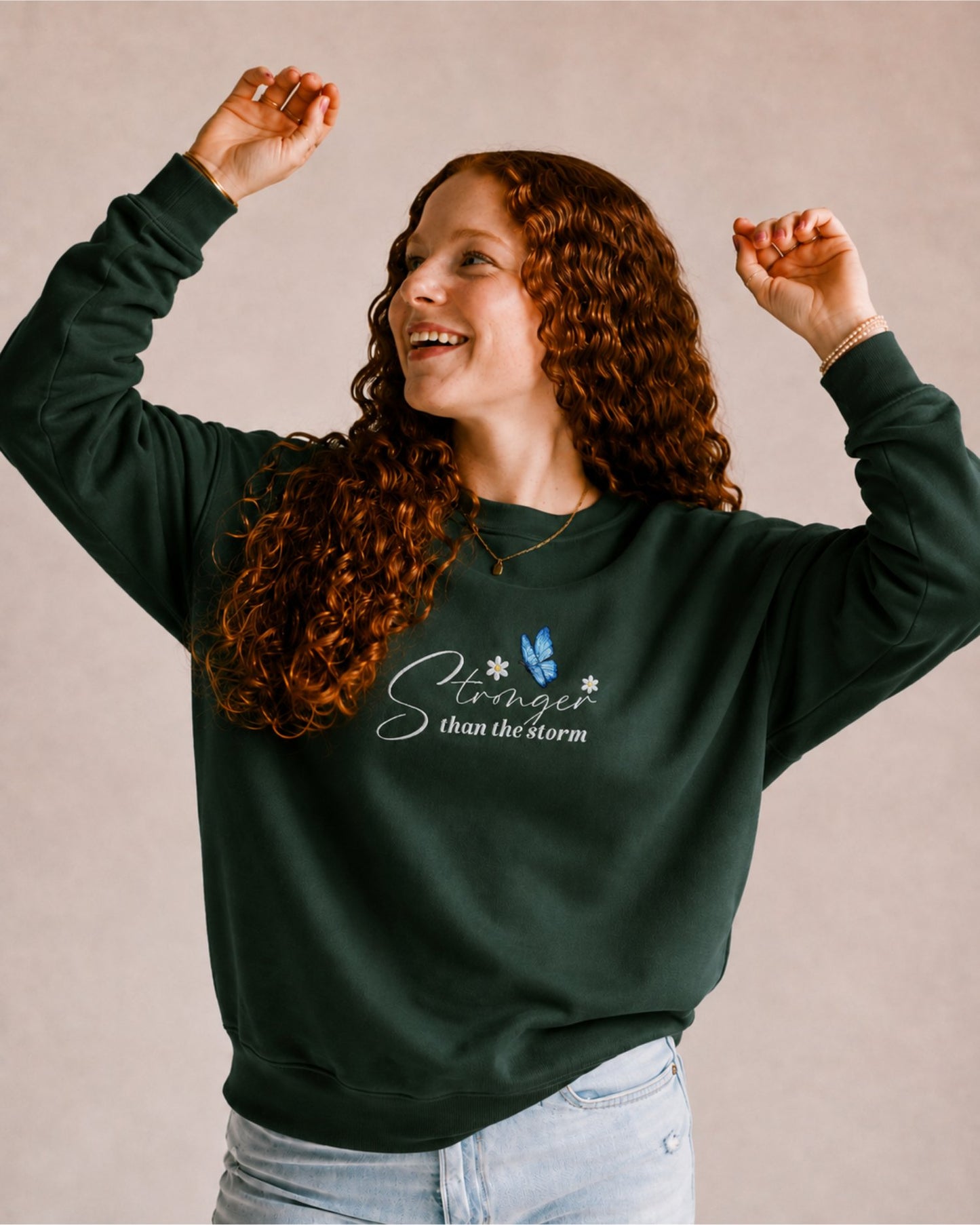 Stronger Than The Storm Embroidered Sweatshirt