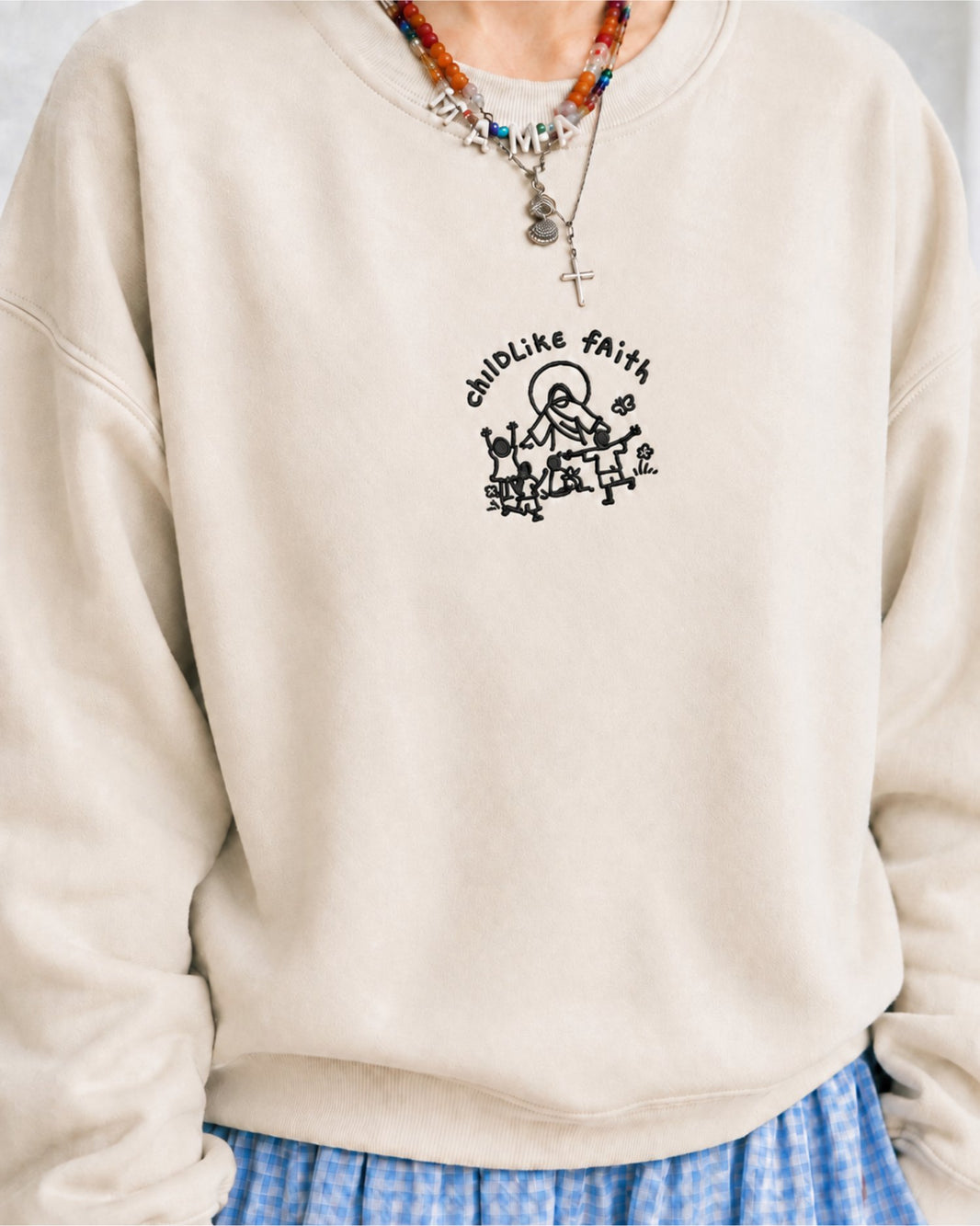 Childlike Faith Jesus Embroidered Sweatshirt