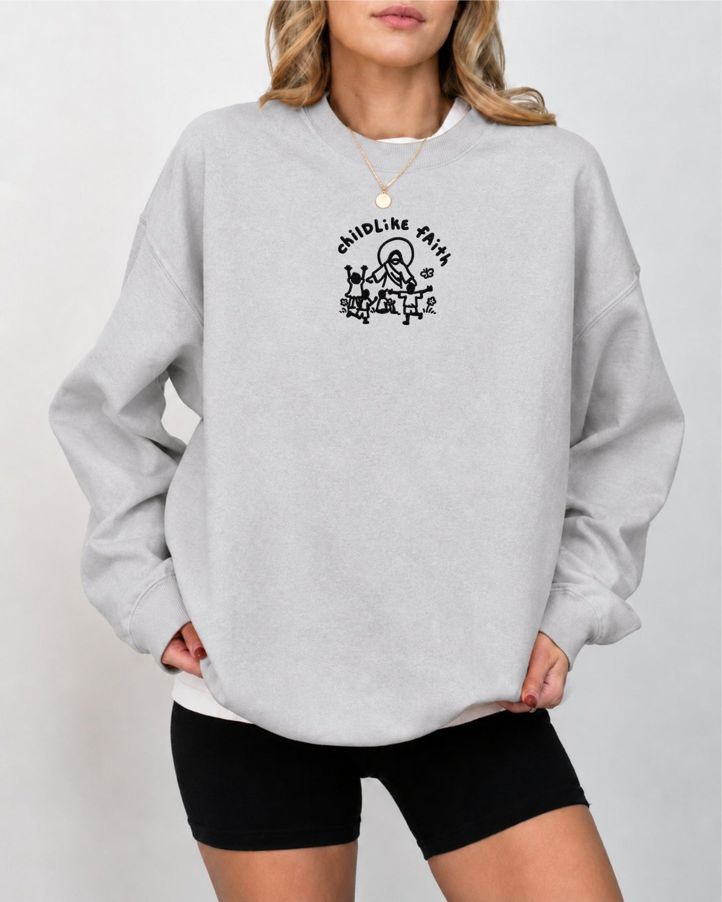 Childlike Faith Jesus Embroidered Sweatshirt