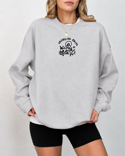 Childlike Faith Jesus Embroidered Sweatshirt