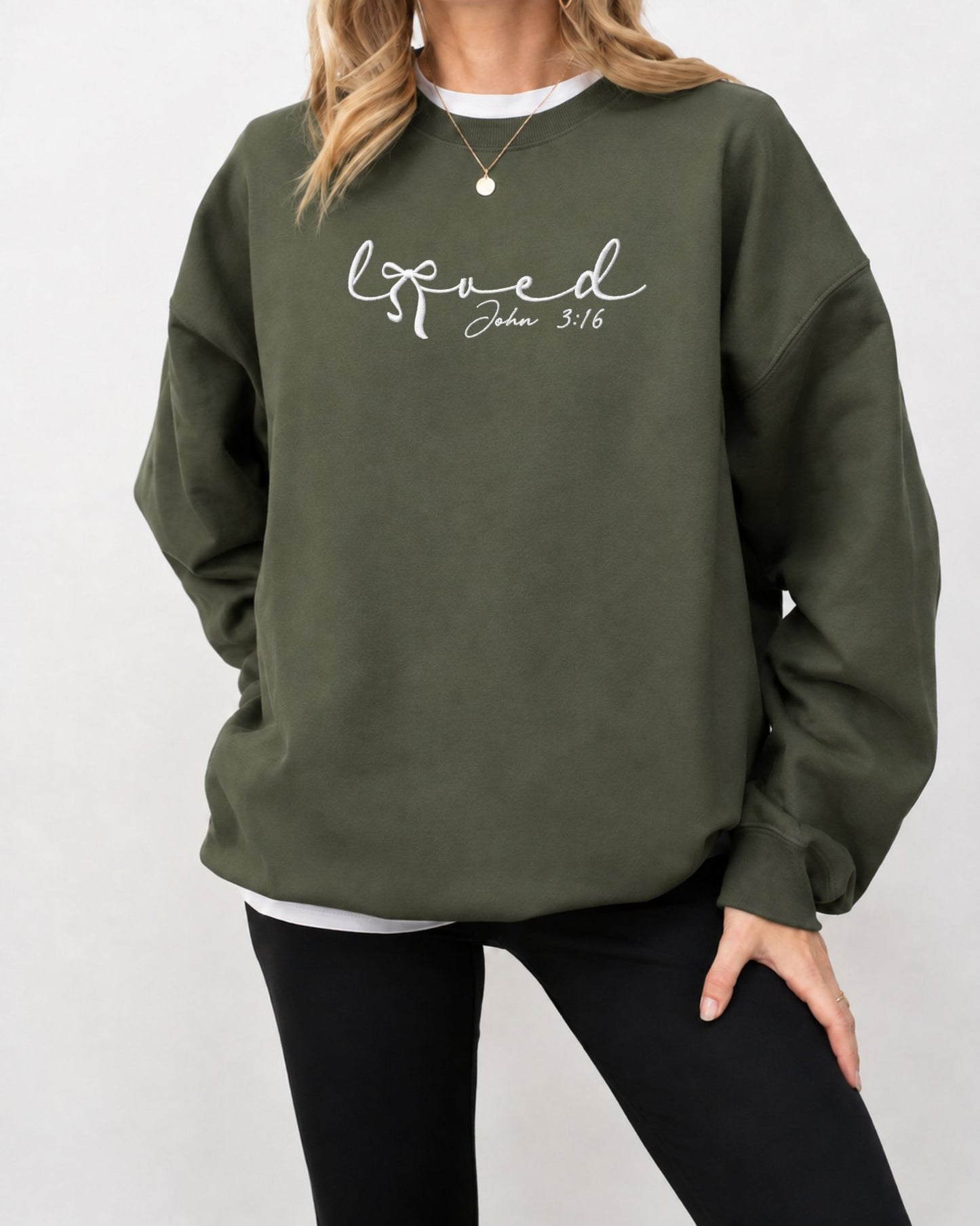 Loved John 3:16 Embroidered Sweatshirt