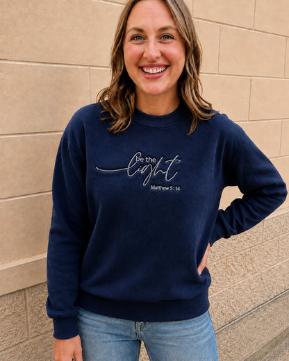 Be The Light Matthew 5:14 Embroidered Sweatshirt