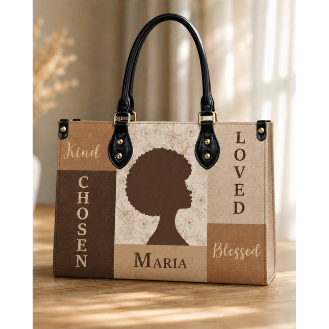 Personalized Chosen Loved Blessed Leather Handbag