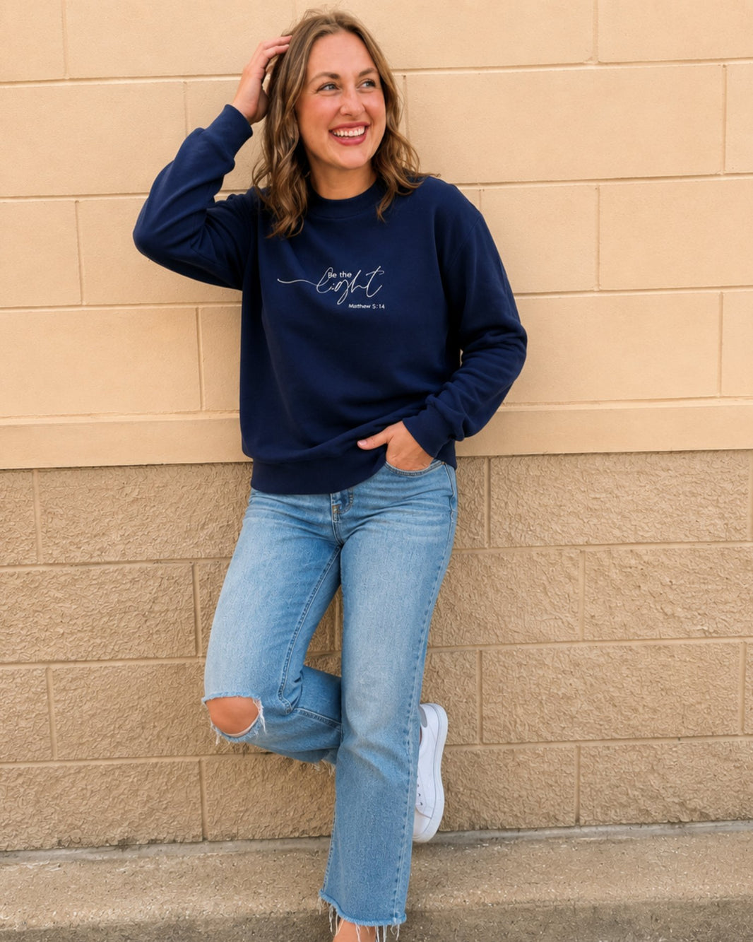 Be The Light Matthew 5:14 Embroidered Sweatshirt