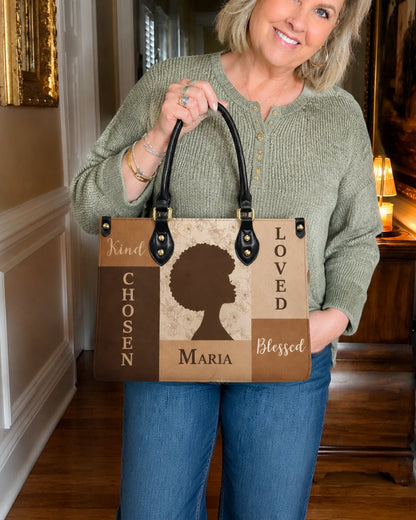 Personalized Chosen Loved Blessed Leather Handbag