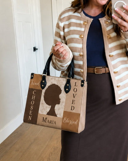 Personalized Chosen Loved Blessed Leather Handbag