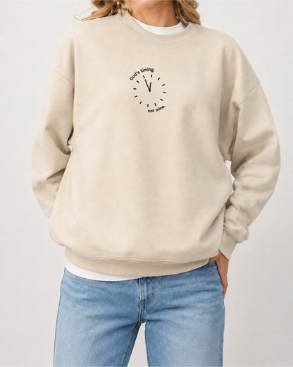 God's Timing Not Mine Embroidered Sweatshirt