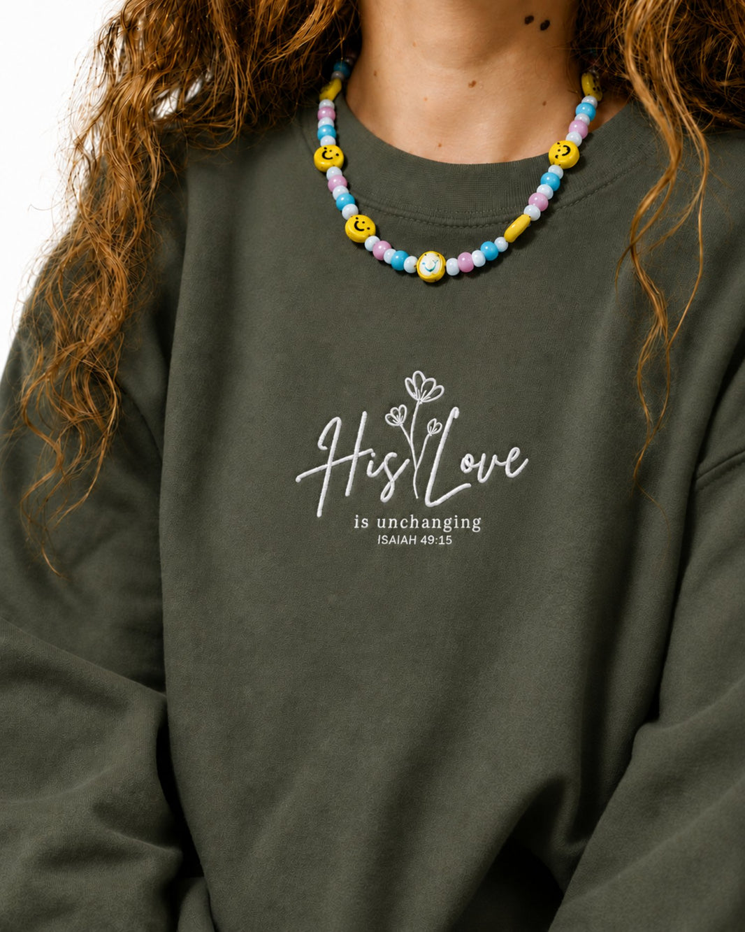 His Love is Unchanged Floral Embroidered Sweatshirt