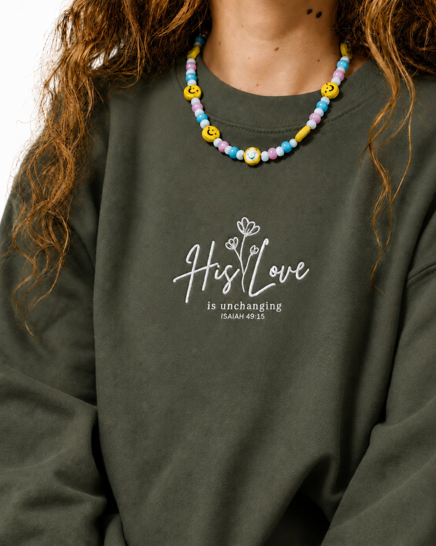 His Love is Unchanged Floral Embroidered Sweatshirt