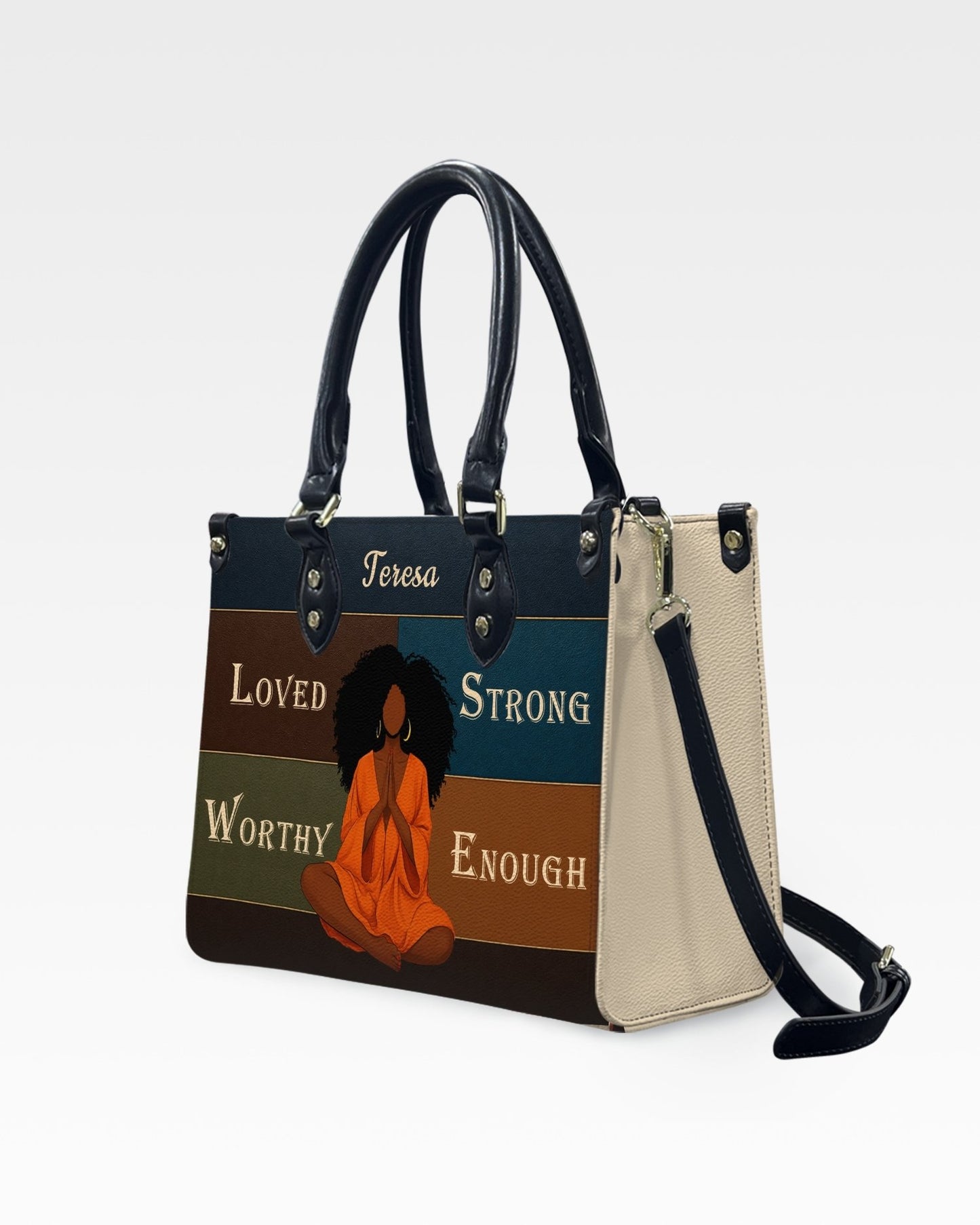 Personalized Loved Strong Worthy Enough Leather Handbag