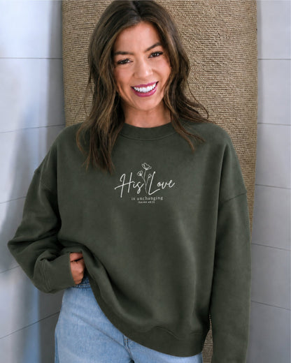 His Love is Unchanged Floral Embroidered Sweatshirt