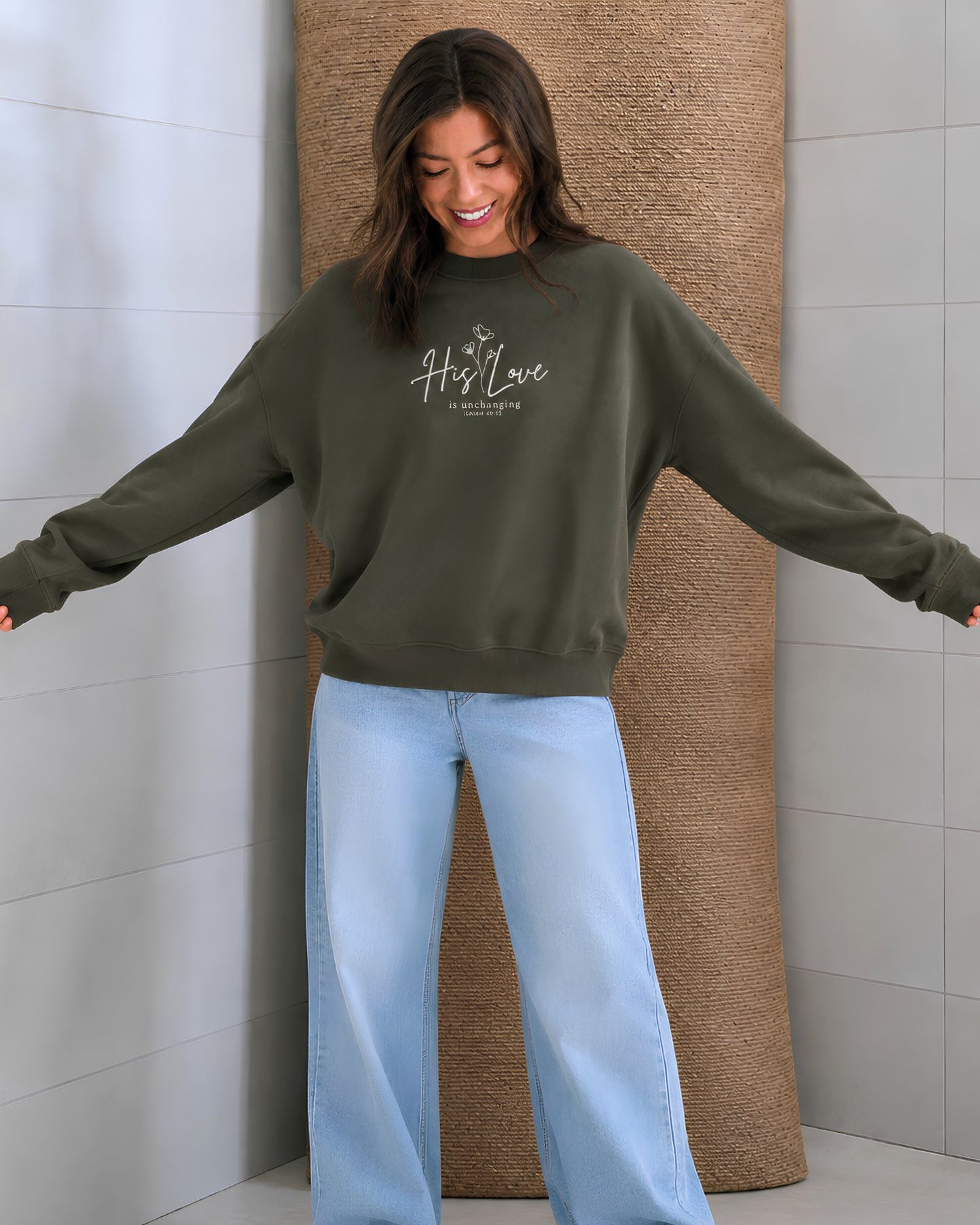 His Love is Unchanged Floral Embroidered Sweatshirt