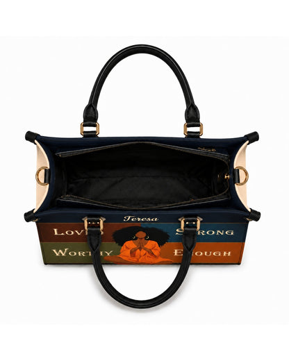 Personalized Loved Strong Worthy Enough Leather Handbag