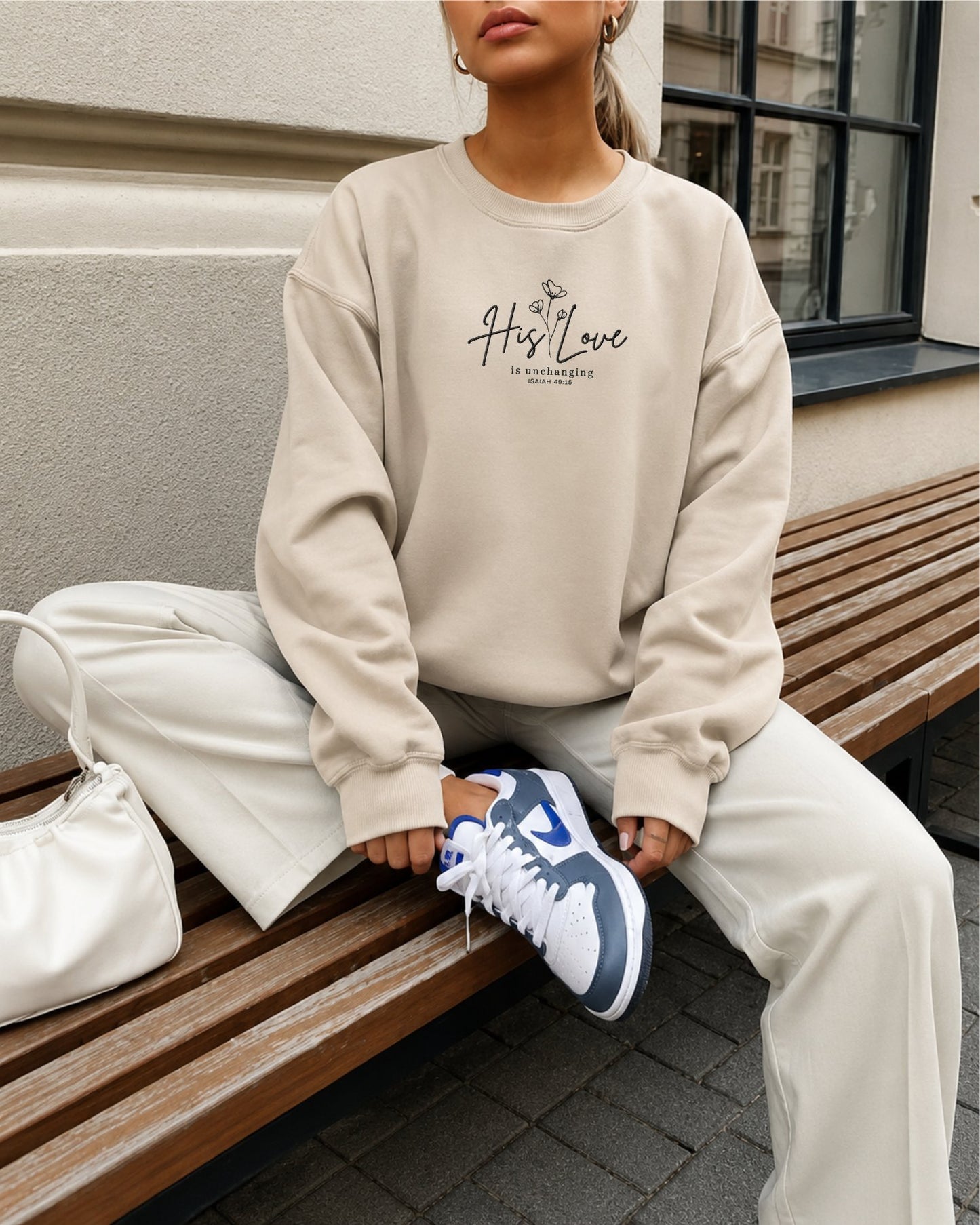 His Love is Unchanged Floral Embroidered Sweatshirt