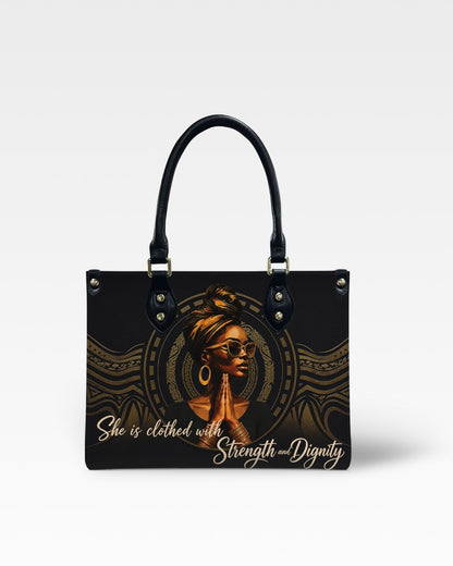 Christian Strength and Dignity Leather Handbag