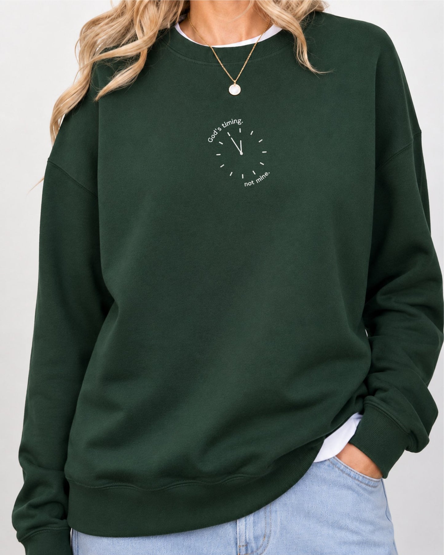 God's Timing Not Mine Embroidered Sweatshirt
