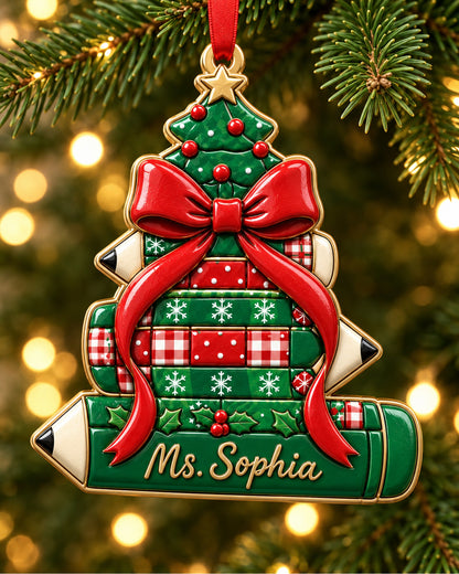 Christmas Pencil Tree 3D Relief Ornament — mockup 1