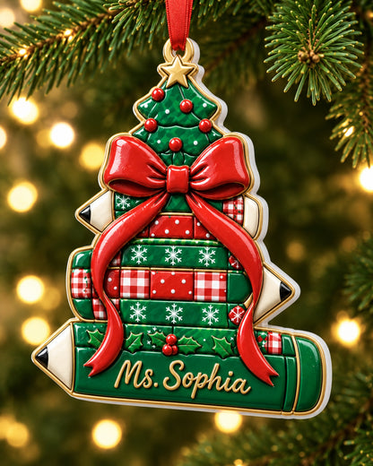 Christmas Pencil Tree 3D Relief Ornament — mockup 2