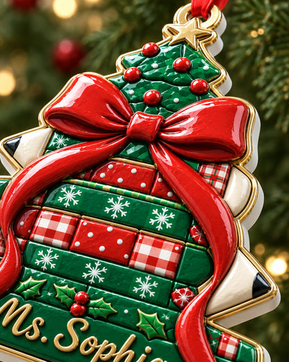 Christmas Pencil Tree 3D Relief Ornament — mockup 3