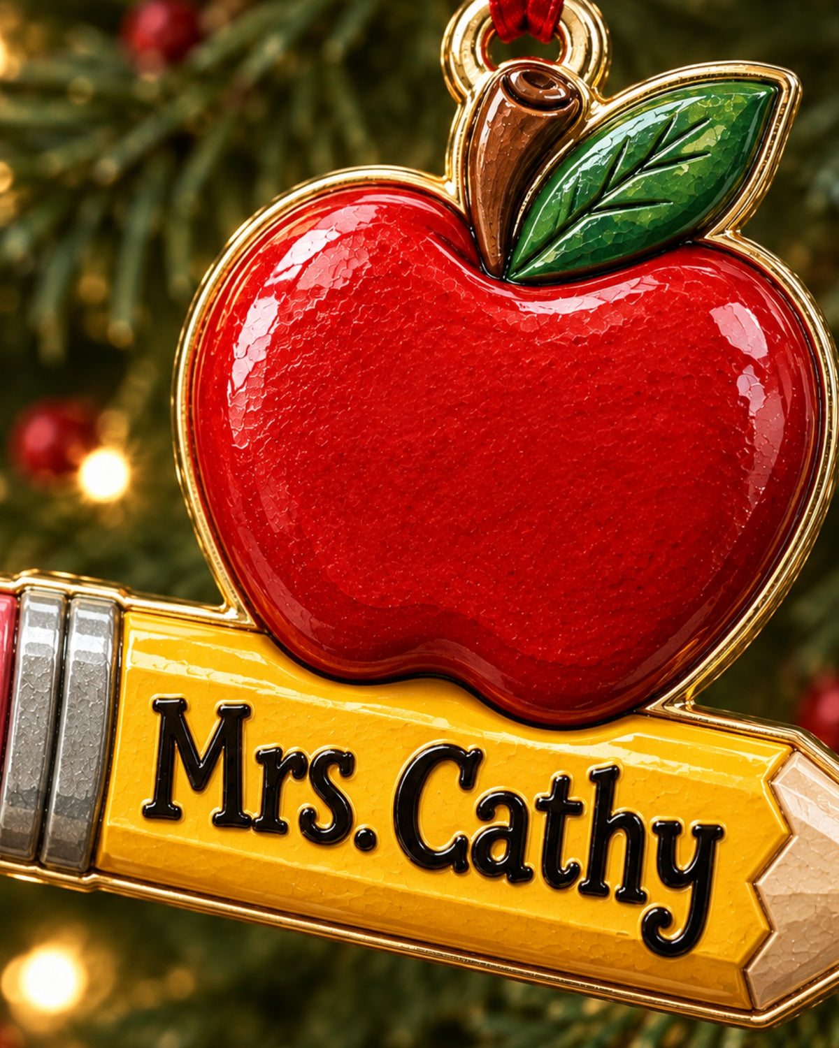 Christmas Apple Pencil 3D Relief Ornament — mockup 3