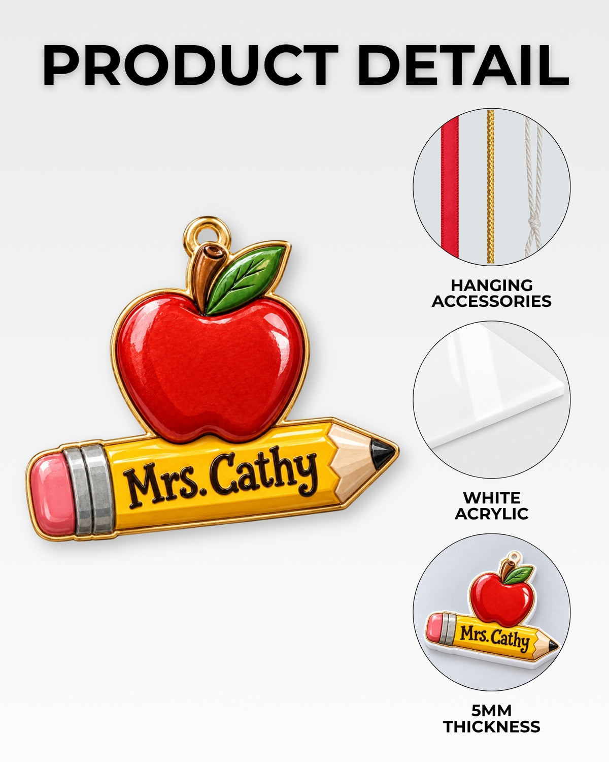 Christmas Apple Pencil 3D Relief Ornament — mockup 6