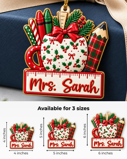 Christmas Teacher Classroom 3D Relief Ornament — mockup 5