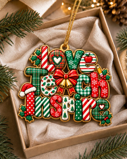 Love Teach Inspire Christmas 3D Relief Ornament — mockup 4