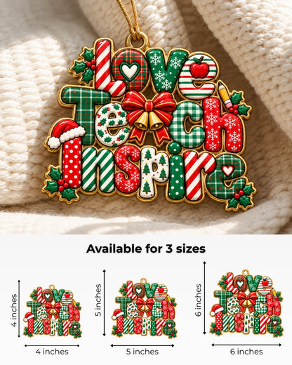 Love Teach Inspire Christmas 3D Relief Ornament — mockup 5