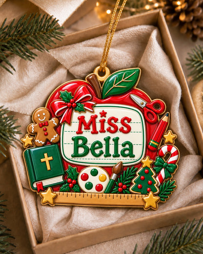 Christian Teacher Apple 3D Relief Ornament — mockup 4