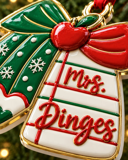 Christmas Pencil Teacher 3D Relief Ornament — mockup 3