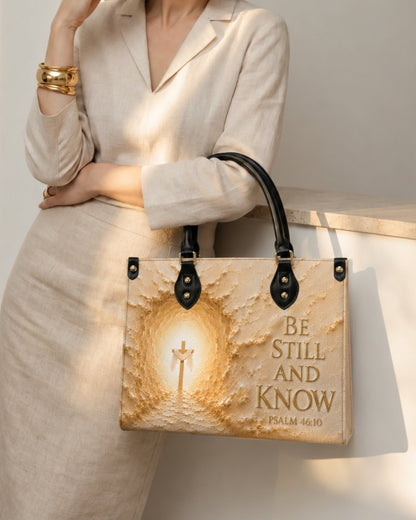 Be Still And Know Christian Leather Handbag