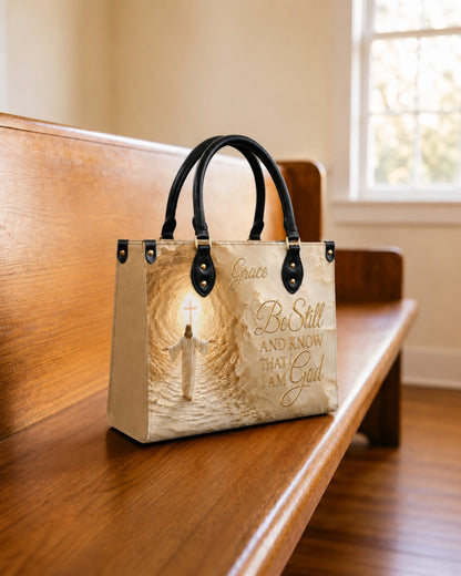 Be Still and Know That I Am God Leather Handbag