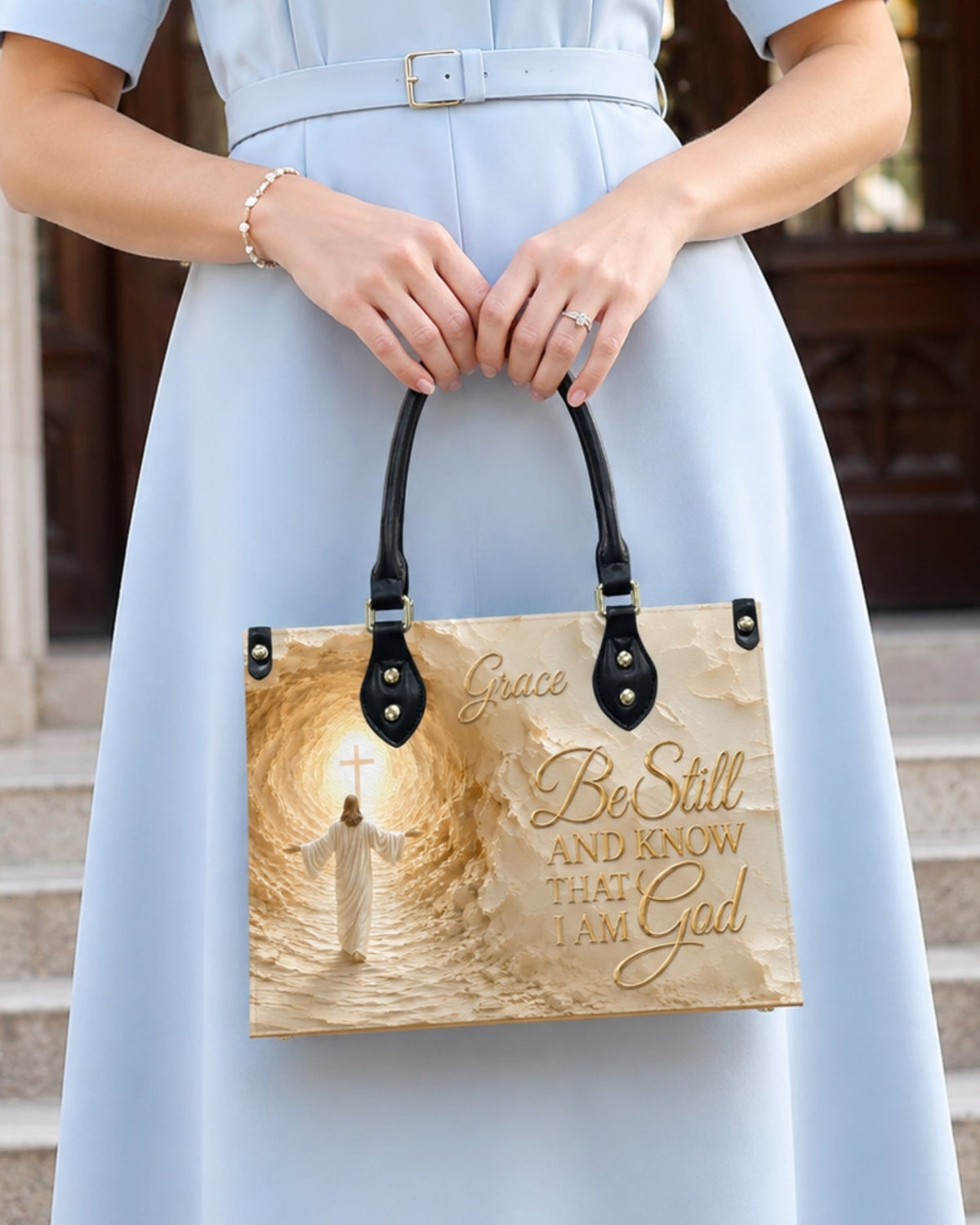 Be Still and Know That I Am God Leather Handbag