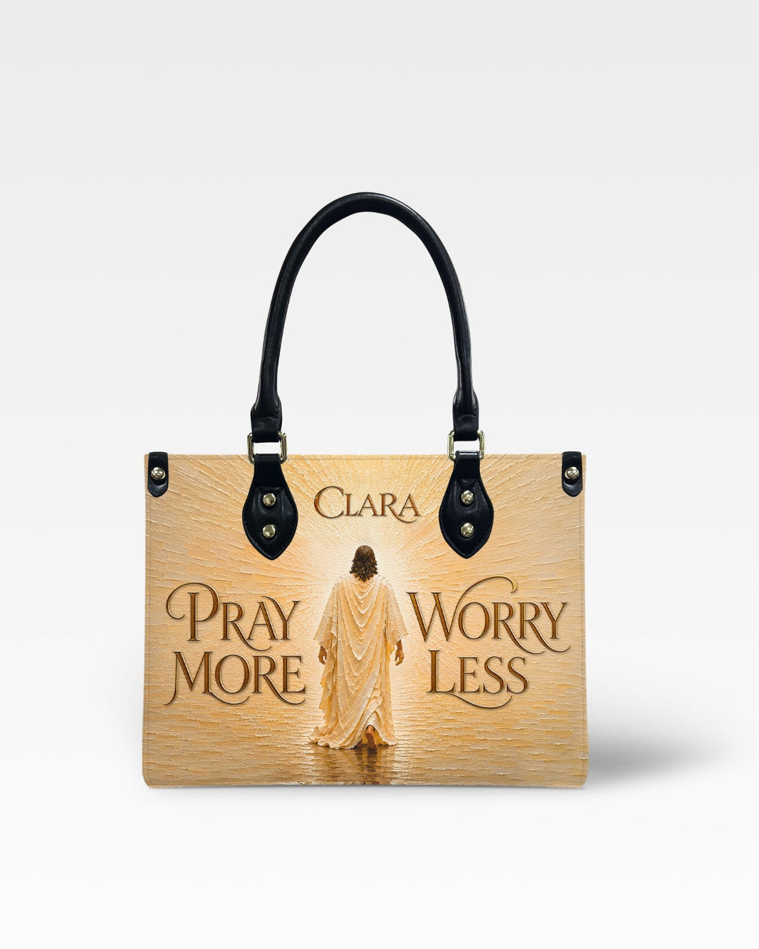 Pray More Worry Less Jesus Leather Handbag
