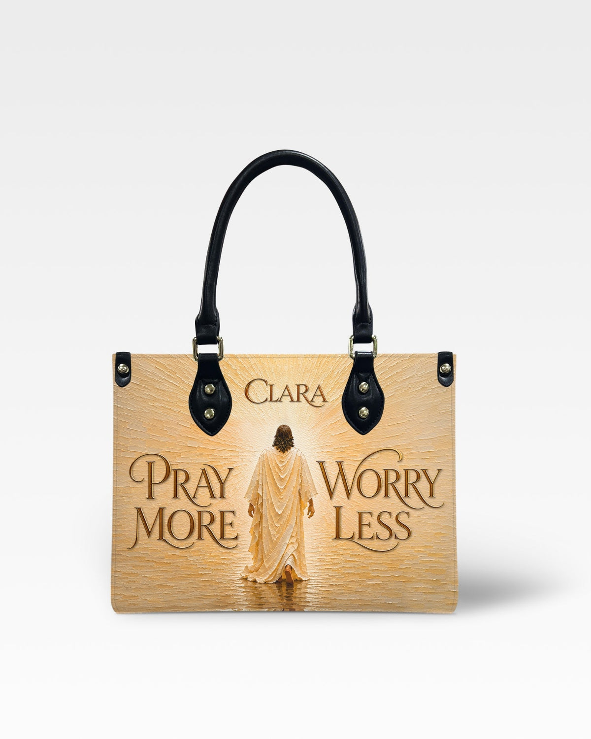 Pray More Worry Less Jesus Leather Handbag