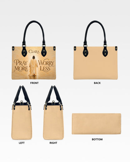 Pray More Worry Less Jesus Leather Handbag