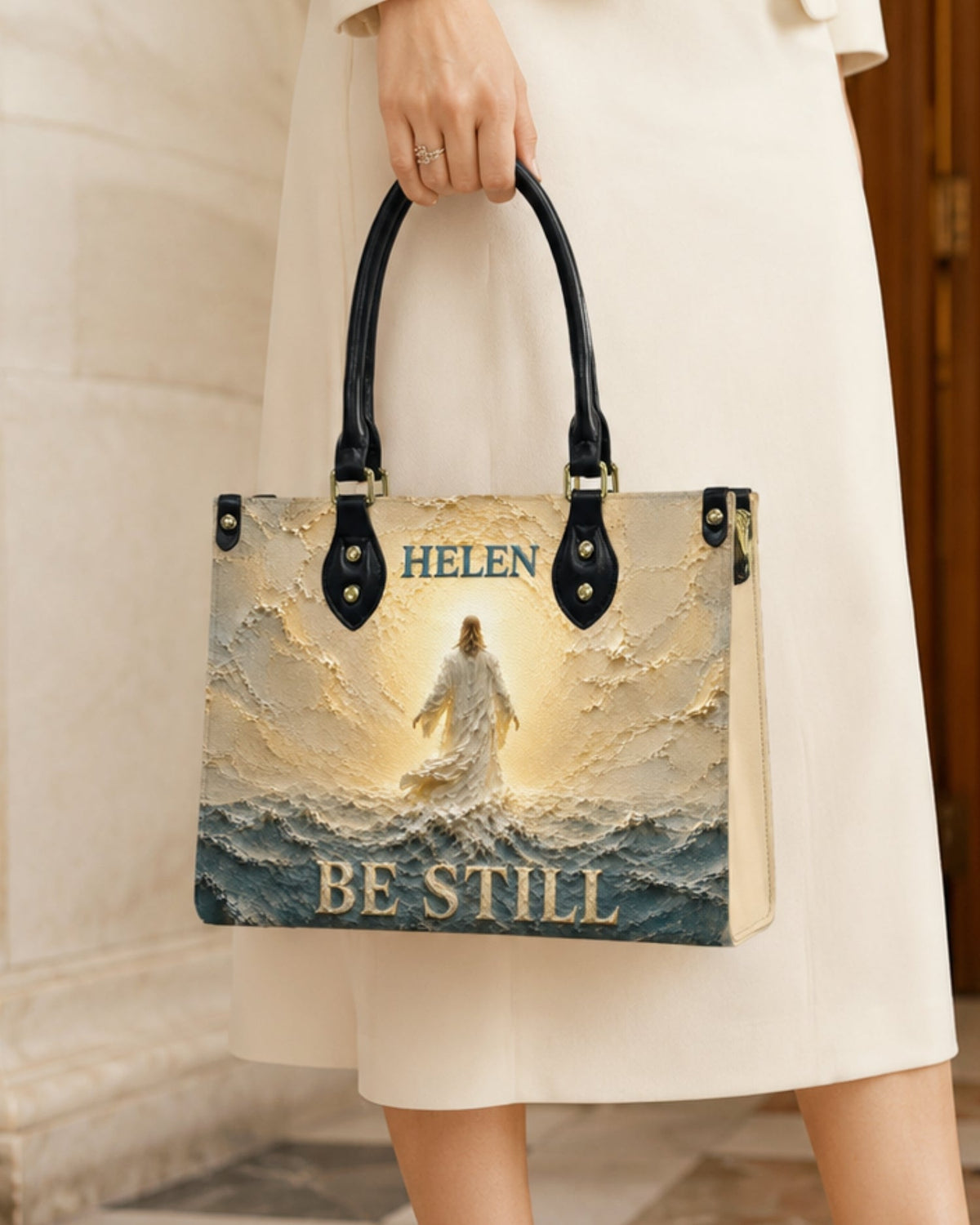 Be Still Christian Leather Handbag