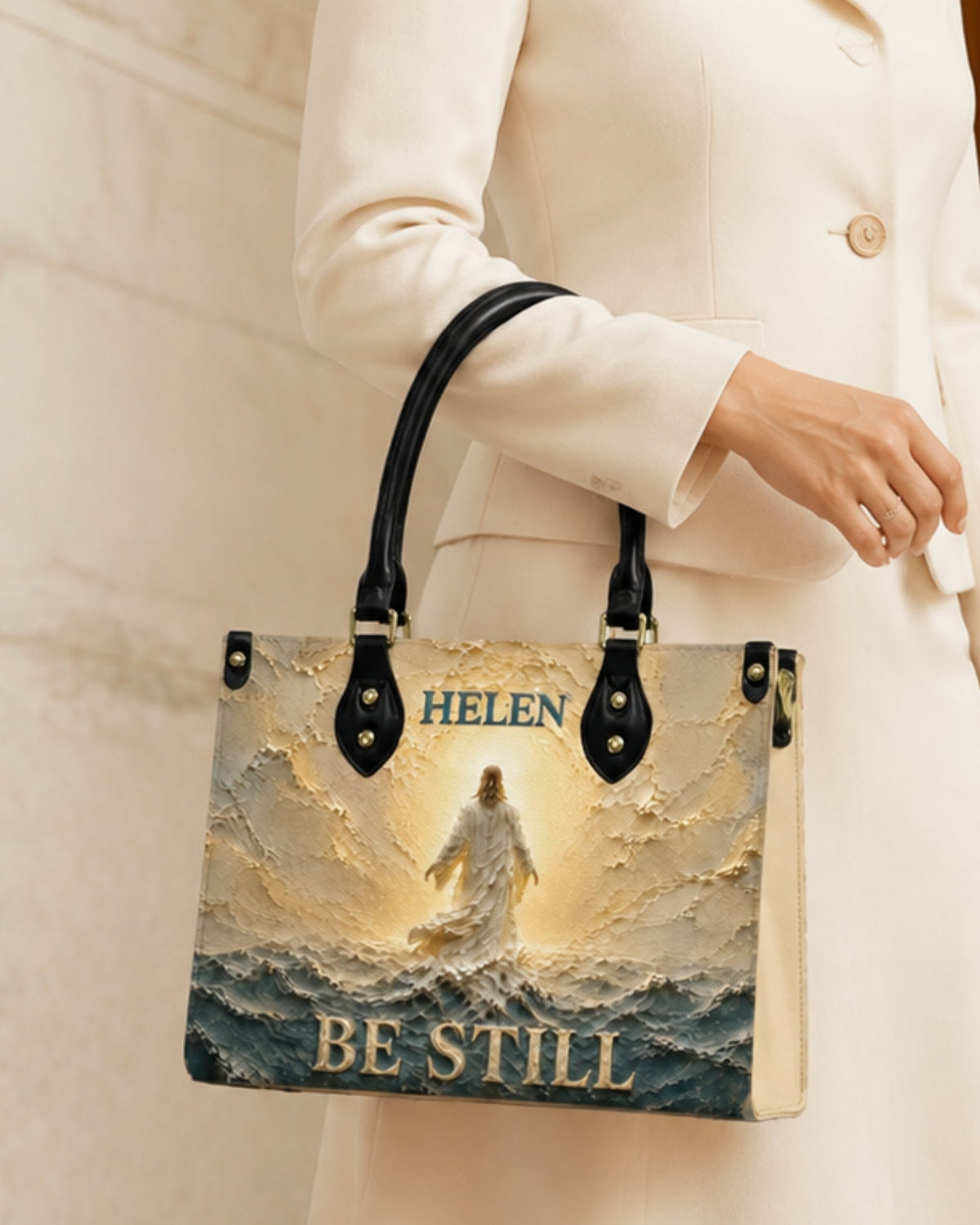 Be Still Christian Leather Handbag