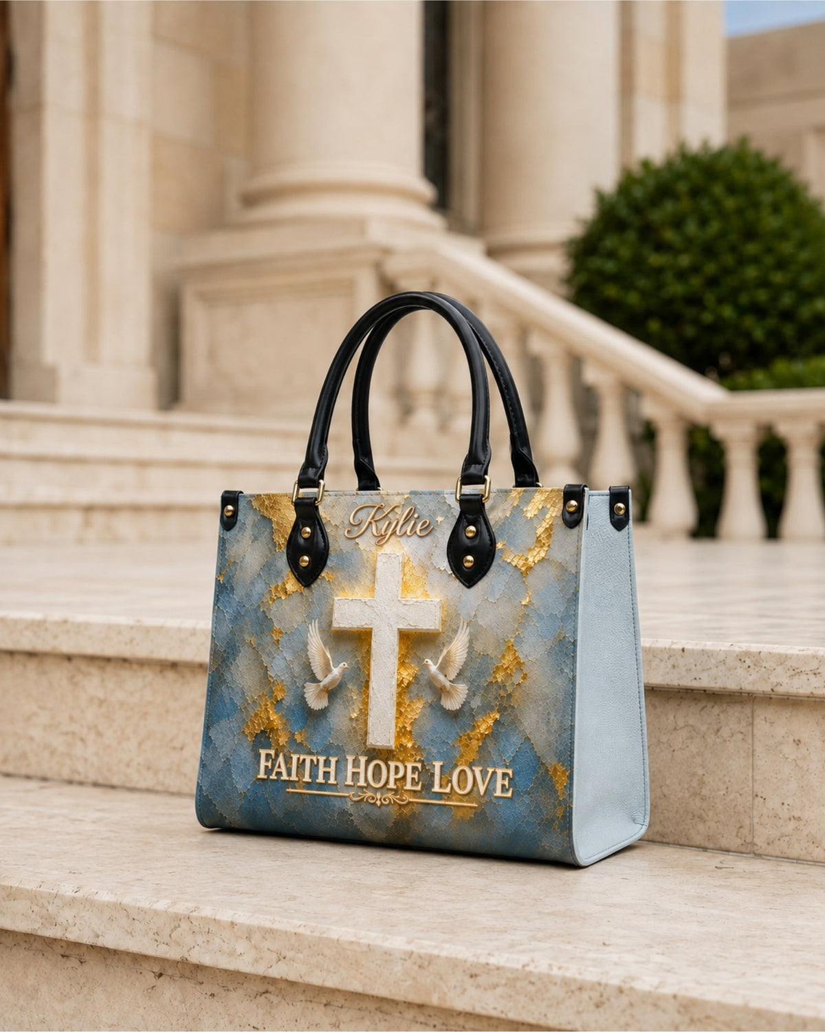 Faith Hope Love Leather Handbag