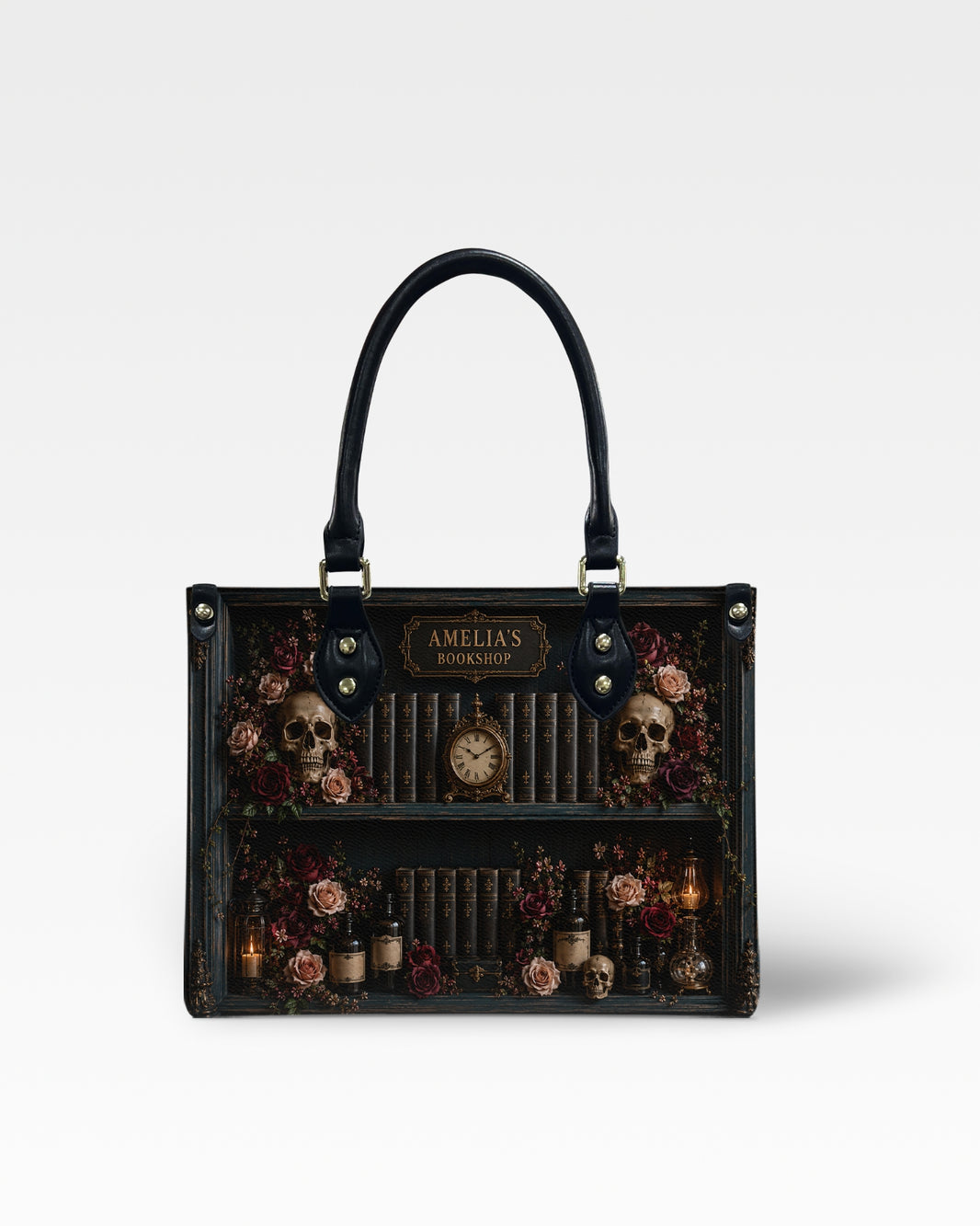 Dark Academia Skull Leather Handbag