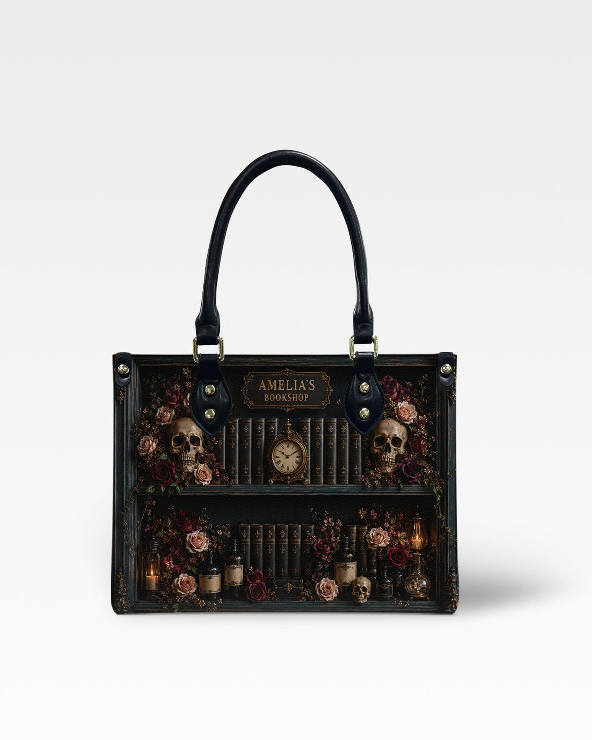 Dark Academia Skull Leather Handbag