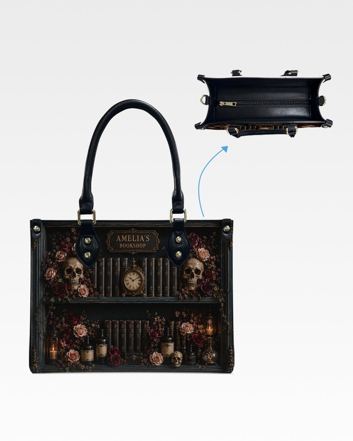 Dark Academia Skull Leather Handbag