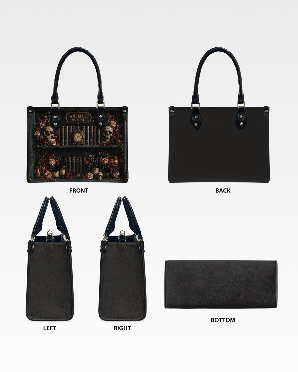 Dark Academia Skull Leather Handbag